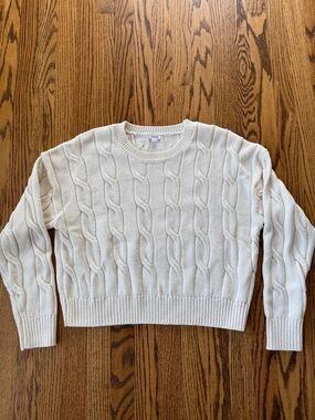 Garage Cream Cable Knit Crewneck Sweater